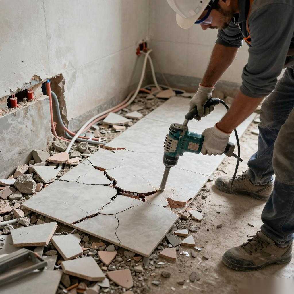 地砖拆除施工工艺(图3) 地砖拆除施工工艺